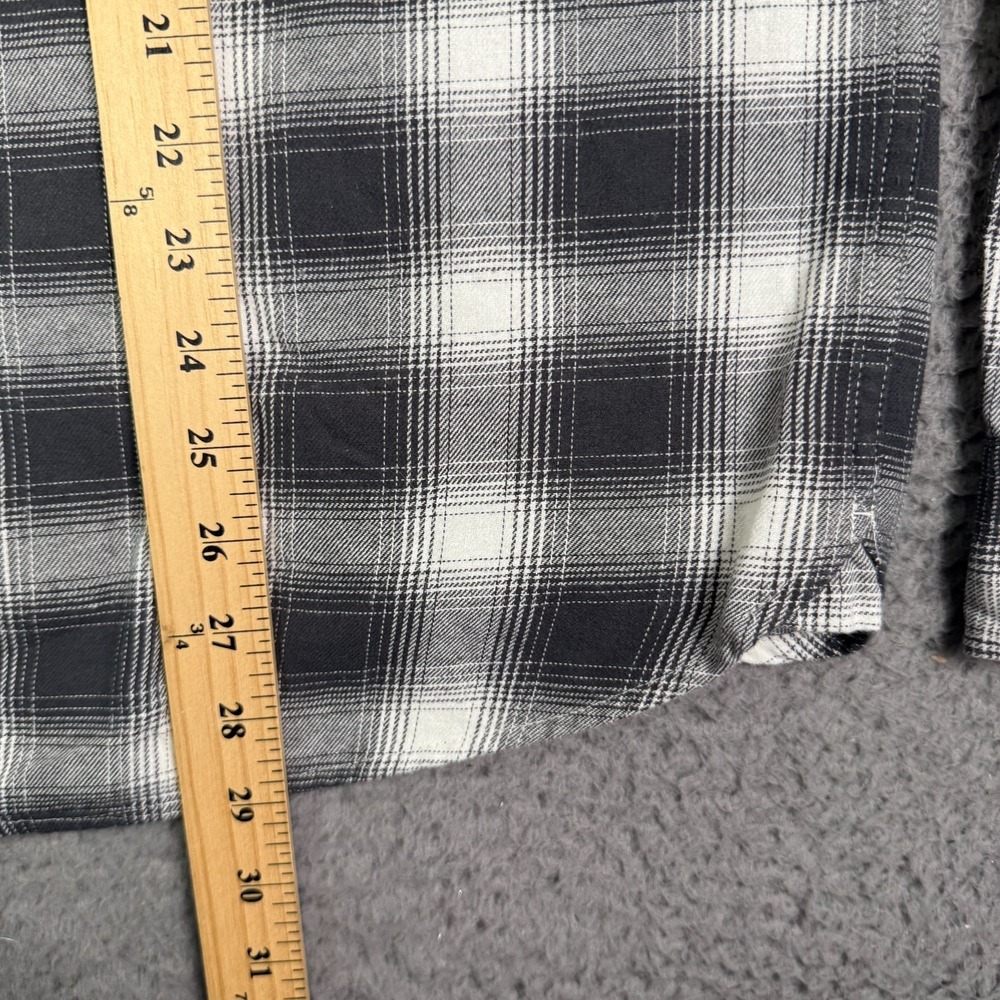 AllSaints Malpaso LS Shirt Mens S Gray White Shadow Plaid Flannel Button - Picture 7 of 9